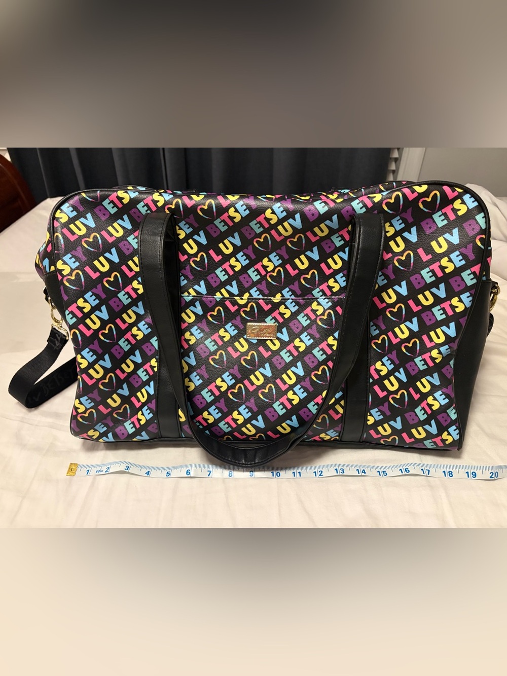 Betsey Johnson Weekender and Wrislet (2 Pieces) Multicolor LUV Logo - Picture 9 of 13